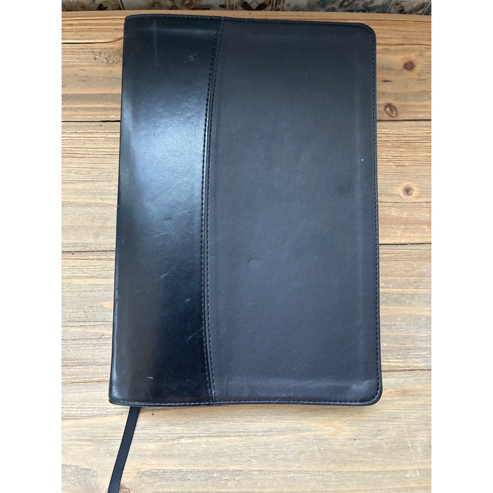 Zondervan NIV Holy Bible Black Italian Duo-Tone Leather Look Ribbon Marker
